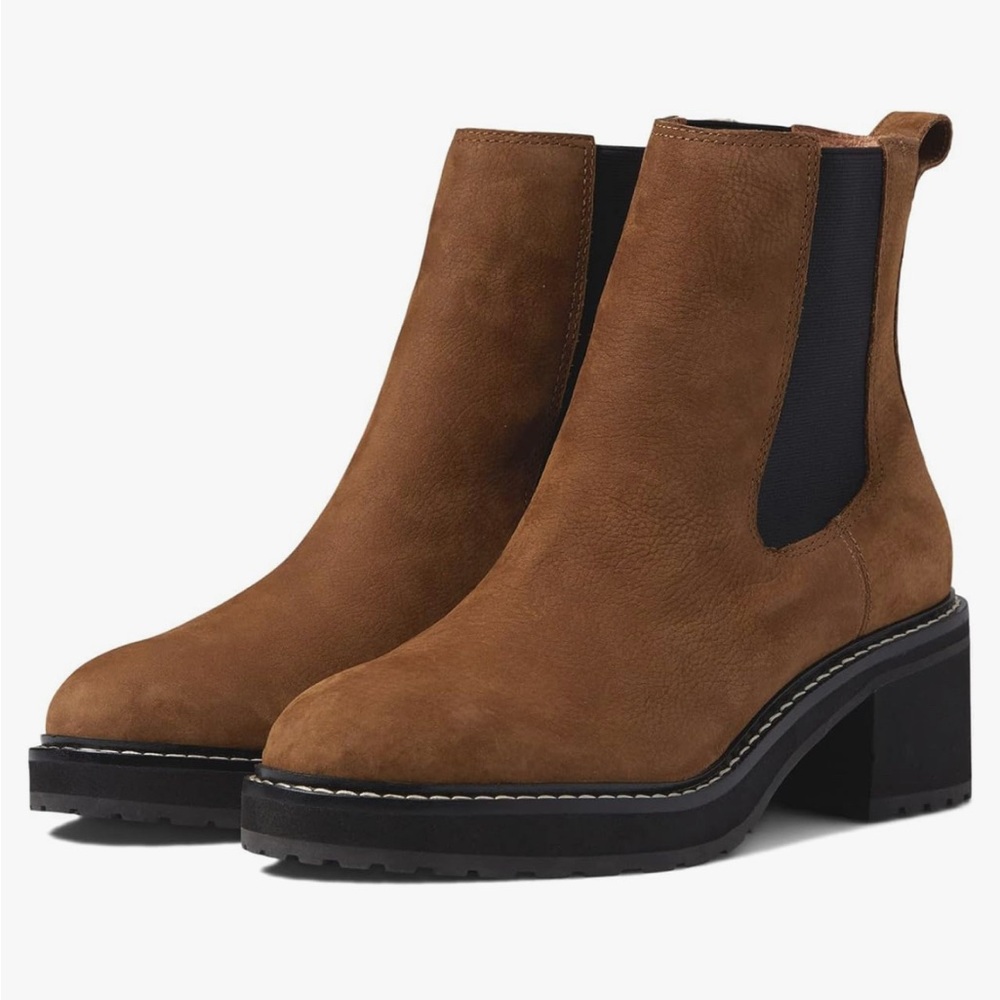 Madewell Carina Platform Chelsea Boots, Brown Suede, Size 8, GUC